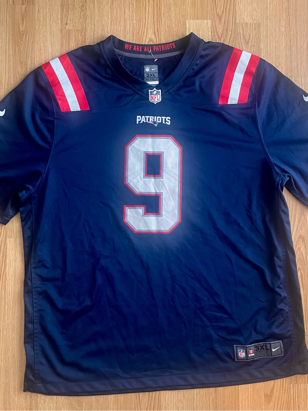 NFL Kids' Patriots Navy Blue #9 Jersey with Red & White Accents